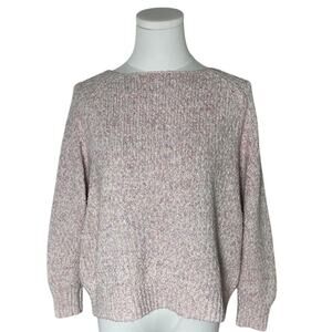 Anthropologie Knit Sweater S Pink Marled Drop‎ Shoulder Boxy Fit